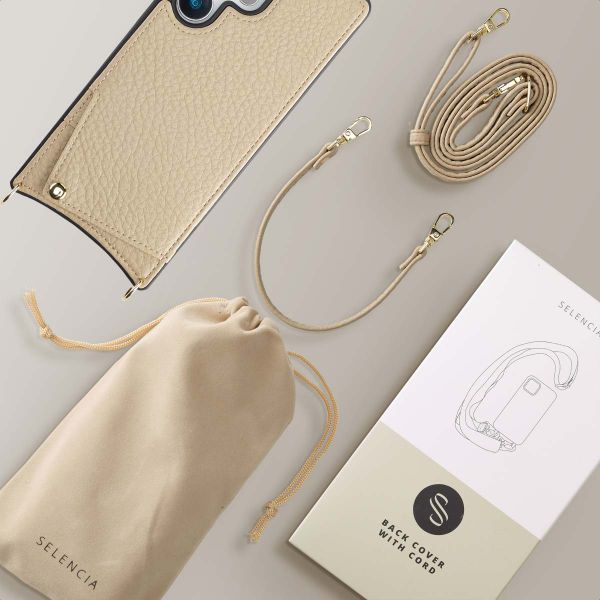 Selencia Cover per telefono Nova con cordino e portacarte Samsung Galaxy S25 Ultra - Beige