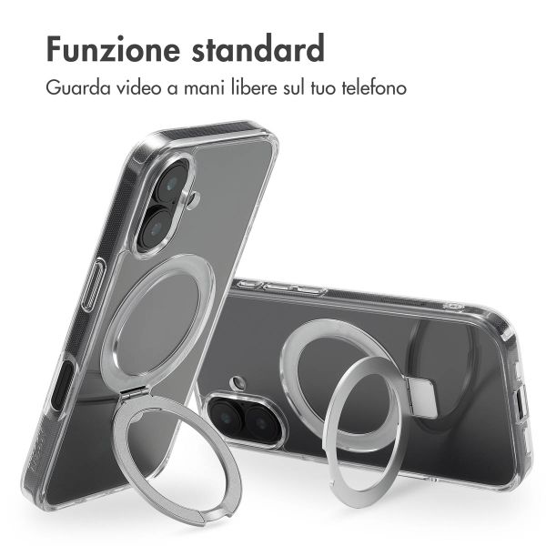 Accezz Cover con anello e supporto con MagSafe Apple iPhone 16 - Trasparente
