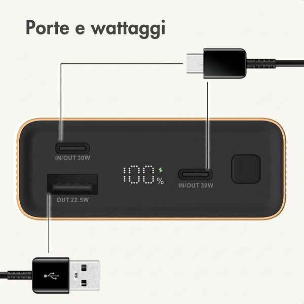 imoshion Powerbank in alluminio Ultra Series 20.000 mAh - Ricarica rapida fino a 33 watt - Oro