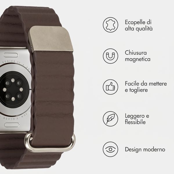 imoshion Cinturino magnetico in pelle sintetica Apple Watch | 44/45/46/49 mm - Marrone scuro