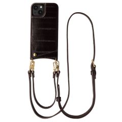 Selencia Nova cover posteriore in vera pelle con portacarte Apple iPhone 14 / 13 - Dark Chocolate