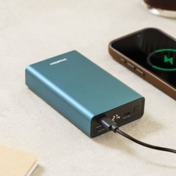 imoshion Powerbank in alluminio Ultra Series 20.000 mAh - Ricarica rapida fino a 33 watt - Petrol Green