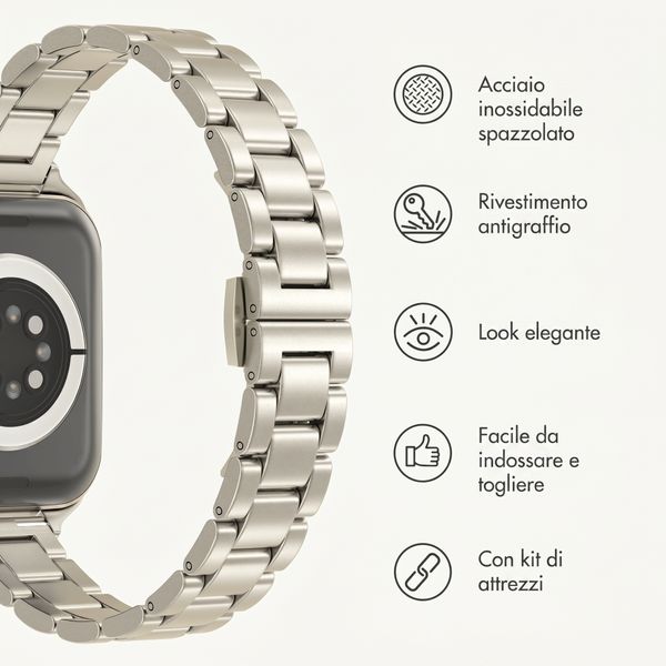 Selencia Cinturino sottile in acciaio a maglie Apple Watch | 38/40/41/42 mm - Luce stellare
