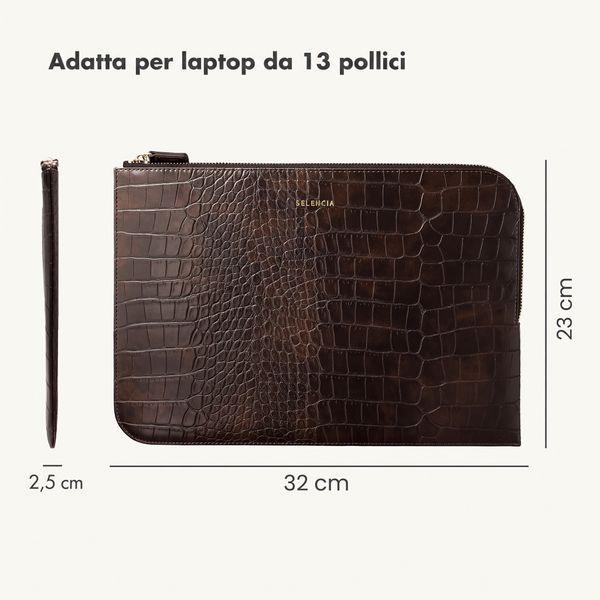 Selencia Cover per laptop Croco 13 pollici - Choco Brown