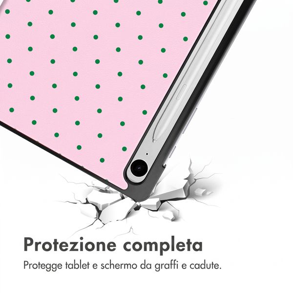 imoshion Cover Trifold Design Samsung Galaxy Tab S9 11.0 pollici / S10 Lite / S10 FE / S9 FE 10.9 pollici - Happy Dots