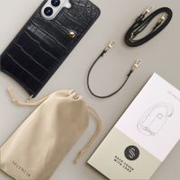 Selencia Cover per telefono Nova Croco con cordino e portacarte Samsung Galaxy S26 - Nero