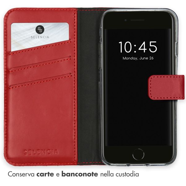 Selencia Cover a libro in vera pelle Apple iPhone SE (2022 / 2020) / 8 / 7 / 6(s) - Rosso