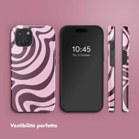 Selencia Cover posteriore Vivid con MagSafe Apple iPhone 15 - Wavy Swirl Pink Plum
