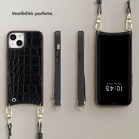 Selencia Cover per telefono Nova Croco con cordino e portacarte Apple iPhone 13 - Nero