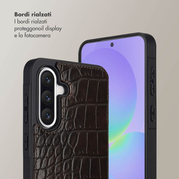 Selencia Cover per telefono Nova Croco con cordino e portacarte Samsung Galaxy A36 - Choco Brown