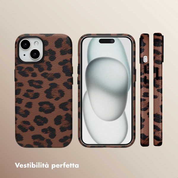 Selencia Cover Sabi Stampa pantera con MagSafe Apple iPhone 15 - Mocha Brown