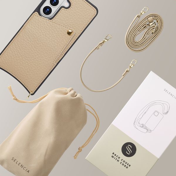 Selencia Cover per telefono Nova con cordino e portacarte Samsung Galaxy S26 - Beige