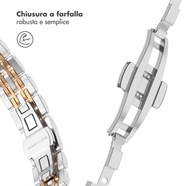 Selencia Cinturino sottile in acciaio ispirato a Jubilee Apple Watch | 38/40/41/42 mm - Argento & Oro Rosa