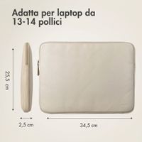 Accezz Custodia per laptop Leather con cerniera 13-14 pollici - Beige