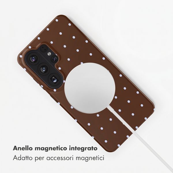 Selencia Cover posteriore Vivid con MagSafe Samsung Galaxy S26 Ultra - Happy Dots Chocolate