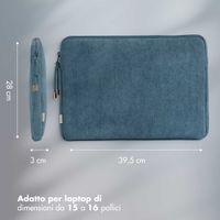 Selencia Cover per laptop in velluto a coste 15-16 pollici - Sleeve per laptop - Slate Blue