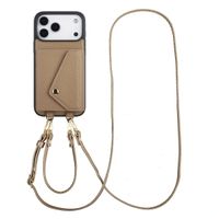 Selencia Cover per telefono Sera con cordino e portacarte a busta Apple iPhone 18 Pro Max / 17 Pro Max - Taupe