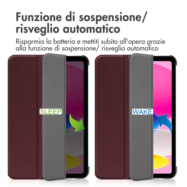 imoshion Cover a libro Trifold Apple iPad 11 (2025) 11 pollici A16 / iPad 10 (2022) 10.9 pollici - Bordeaux