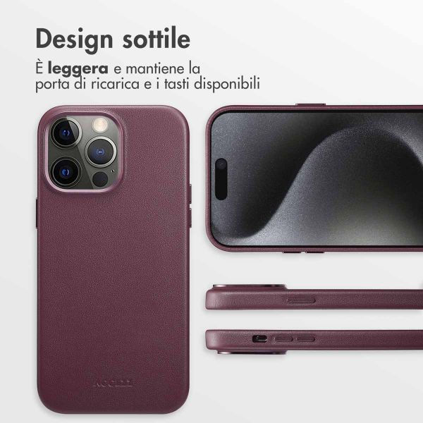 Accezz Cover in Pelle con MagSafe Apple iPhone 15 Pro Max - Heath Purple