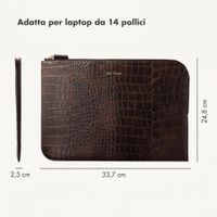 Selencia Cover per laptop Croco 14 pollici - Choco Brown