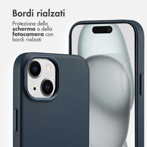 Accezz Cover in Pelle con MagSafe Apple iPhone 15 - Nightfall Blue