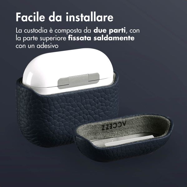 Accezz Cover in vera pelle  Apple Airpods 4 - Blu scuro
