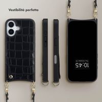 Selencia Cover per telefono Nova Croco con cordino e portacarte Apple iPhone 17 - Nero