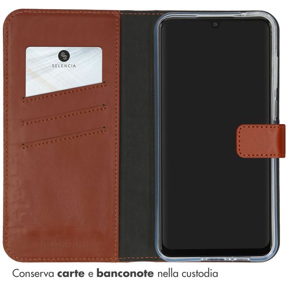 Selencia Cover a libro in vera pelle Samsung Galaxy A55 - Marrone chiaro