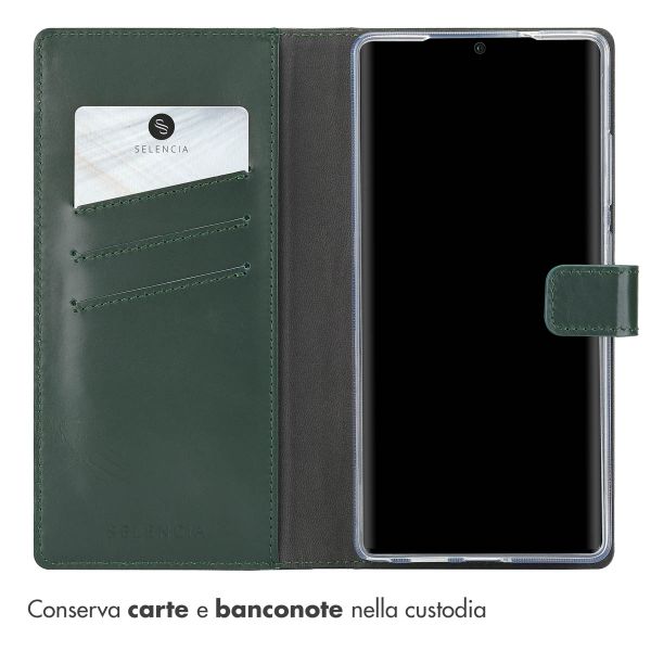 Selencia Cover a libro in vera pelle Samsung Galaxy S25 Ultra - Verde
