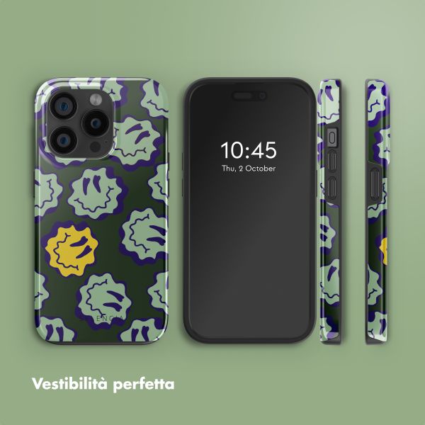 Selencia Cover posteriore Vivid con MagSafe Apple iPhone 15 Pro - Wavy Smiley Green