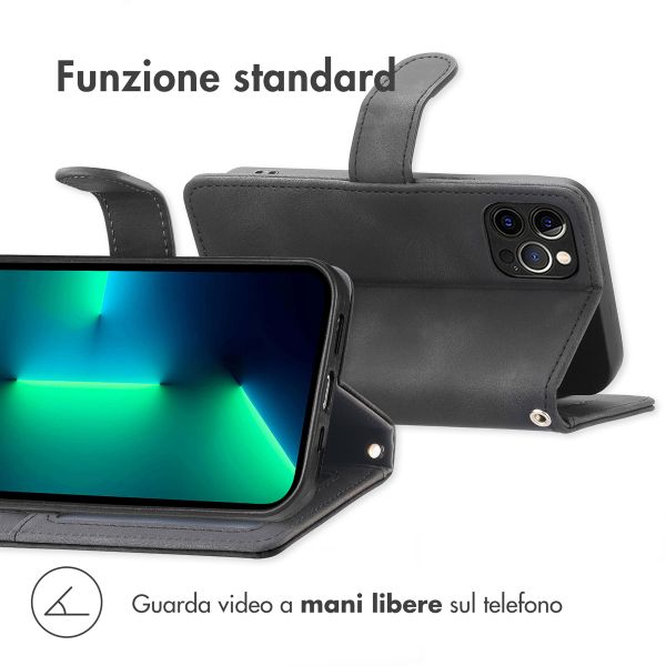imoshion Cover a libro con Cordino Apple iPhone 12 (Pro) - Nero