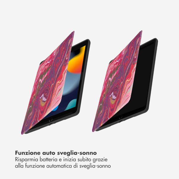 Selencia Cover per tablet Vivid Apple iPad 9 (2021) 10.2 pollici / iPad 8 (2020) 10.2 pollici / iPad 7 (2019) 10.2 pollici - Marble Plum