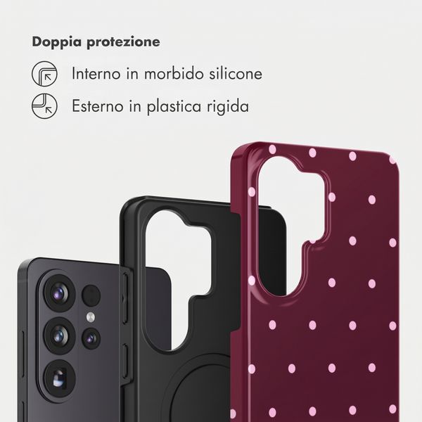 Selencia Cover Posteriore Vivid Samsung Galaxy S26 Ultra - Happy Dots Burgundy
