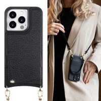 Selencia Cover per telefono Nova con cordino e portacarte Apple iPhone 15 Pro - Nero