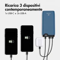imoshion Powerbank da 20.000 mAh - Caricabatterie rapido da 22,5 W - USB-C / USB-A - Blu