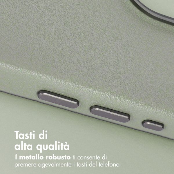 Accezz Cover in Pelle con MagSafe Apple iPhone 16 Pro - Light Grey