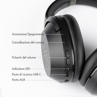 Selencia Cuffie wireless Urban Play - Cancellazione attiva del rumore - Con cover - Midnight Black