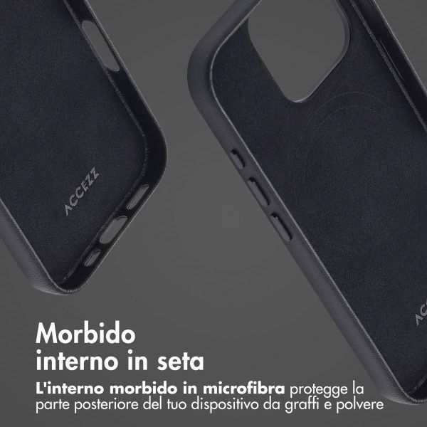 Accezz Cover in Pelle con MagSafe Apple iPhone 16 Pro - Onyx Black
