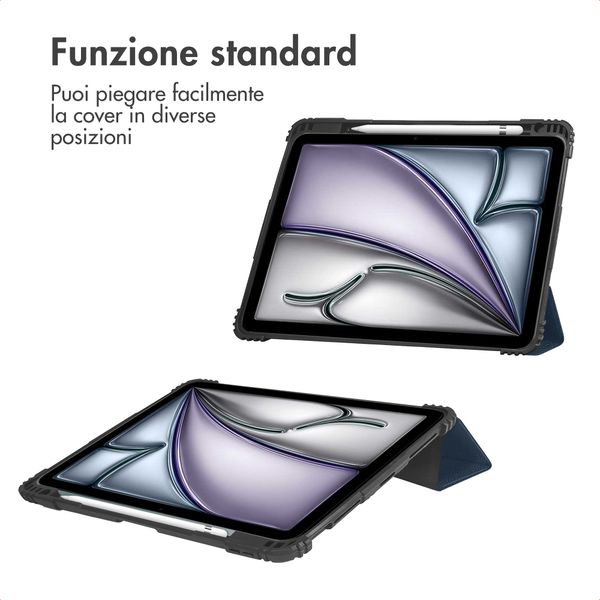 Accezz Libreria a tre ante robusta Apple iPad Air 11 pollici (2026) M4 / (2025) M3 / (2024) M2 / Air 5 (2022) / Air 4 (2020) - Blu scuro
