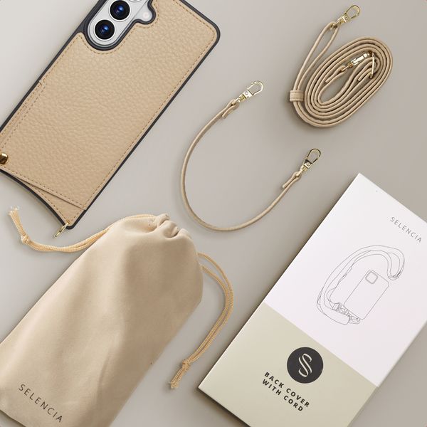 Selencia Cover per telefono Nova con cordino e portacarte Samsung Galaxy S26 Plus - Beige