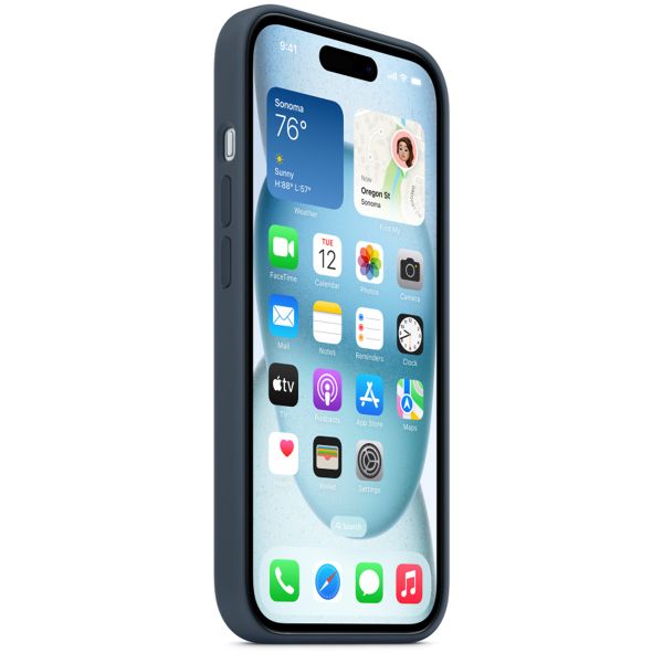 Apple Cover Posteriore in Silicone con MagSafe Apple iPhone 15 - Storm Blue