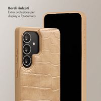 Selencia Cover per telefono Nova Croco con cordino e portacarte Samsung Galaxy S25 Ultra - Toasted Almond