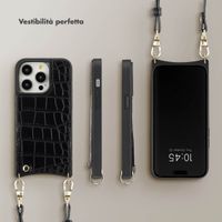 Selencia Cover per telefono Nova Croco con cordino e portacarte Apple iPhone 14 Pro - Nero