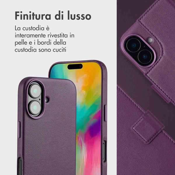 Accezz Cover in pelle 2 in 1 con MagSafe Apple iPhone 16 - Heath Purple
