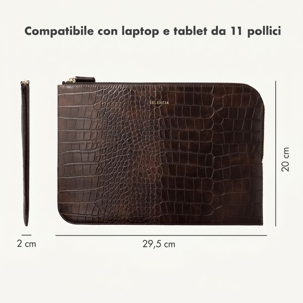 Selencia Cover per laptop Croco 11 pollici - Choco Brown