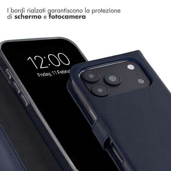 Selencia Cover a libro in vera pelle Apple iPhone 18 Pro Max / 17 Pro Max - Blu