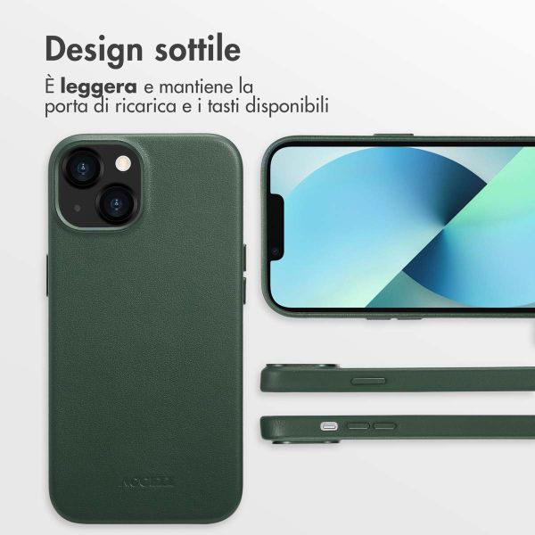 Accezz Cover in Pelle con MagSafe Apple iPhone 13 - Cedar Green
