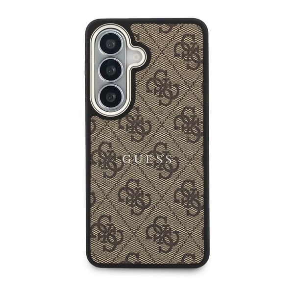 Guess Cover Posteriore 4G Leather con MagSafe Samsung Galaxy S26 - Gold Edge - Brown