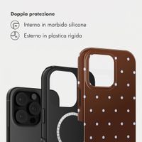 Selencia Cover posteriore Vivid con MagSafe Apple iPhone 16 Pro Max - Happy Dots Chocolate