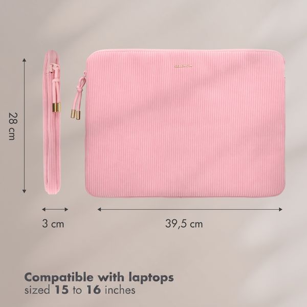 Selencia Cover per laptop in velluto a coste 15-16 pollici - Sleeve per laptop - Soft Blush